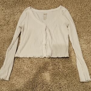 SO White Ribbed Kids Sweater